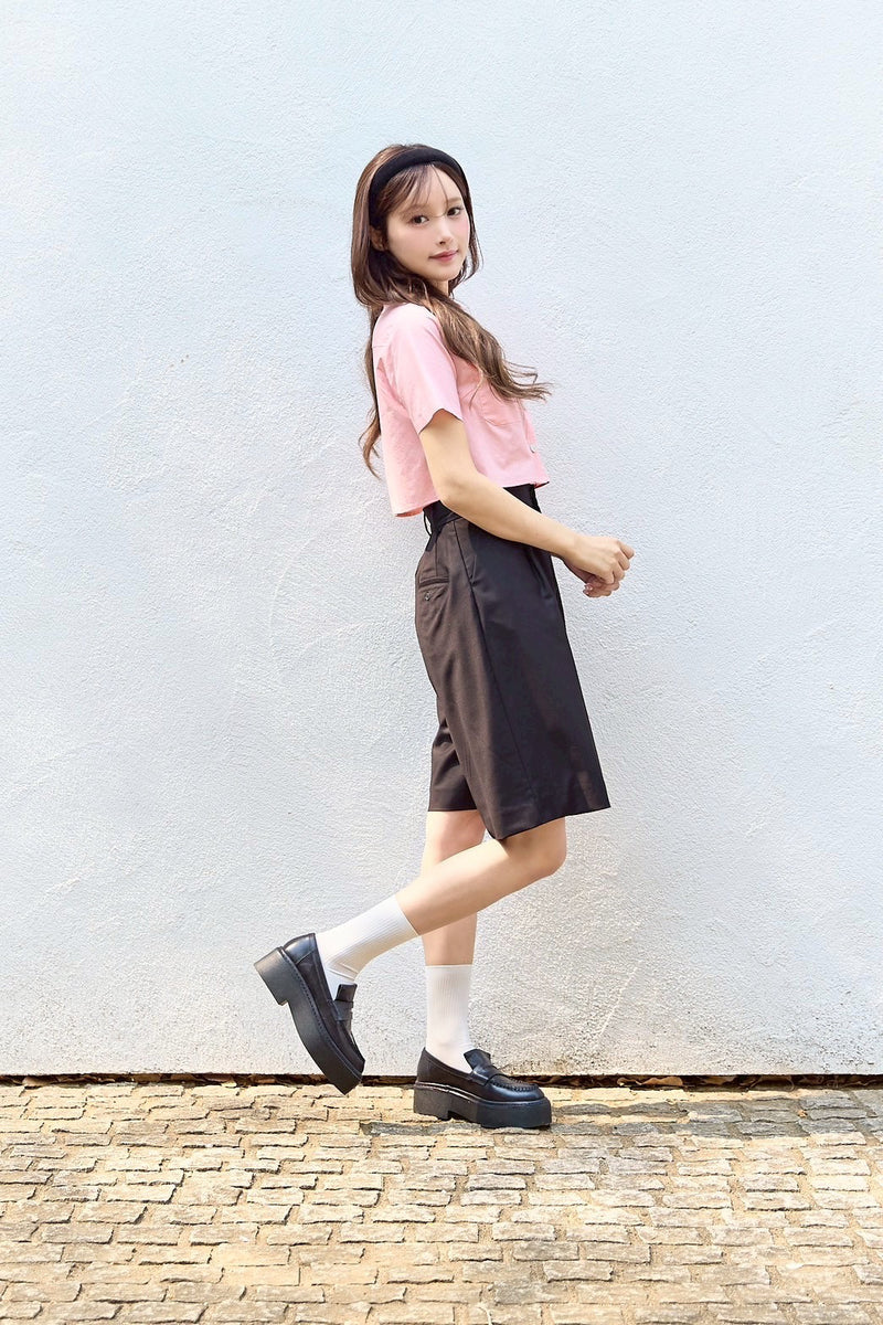 美品 ディセンバーメイ ハーフパンツ ホワイト×ブラック 総柄 M DECEMBERMAY